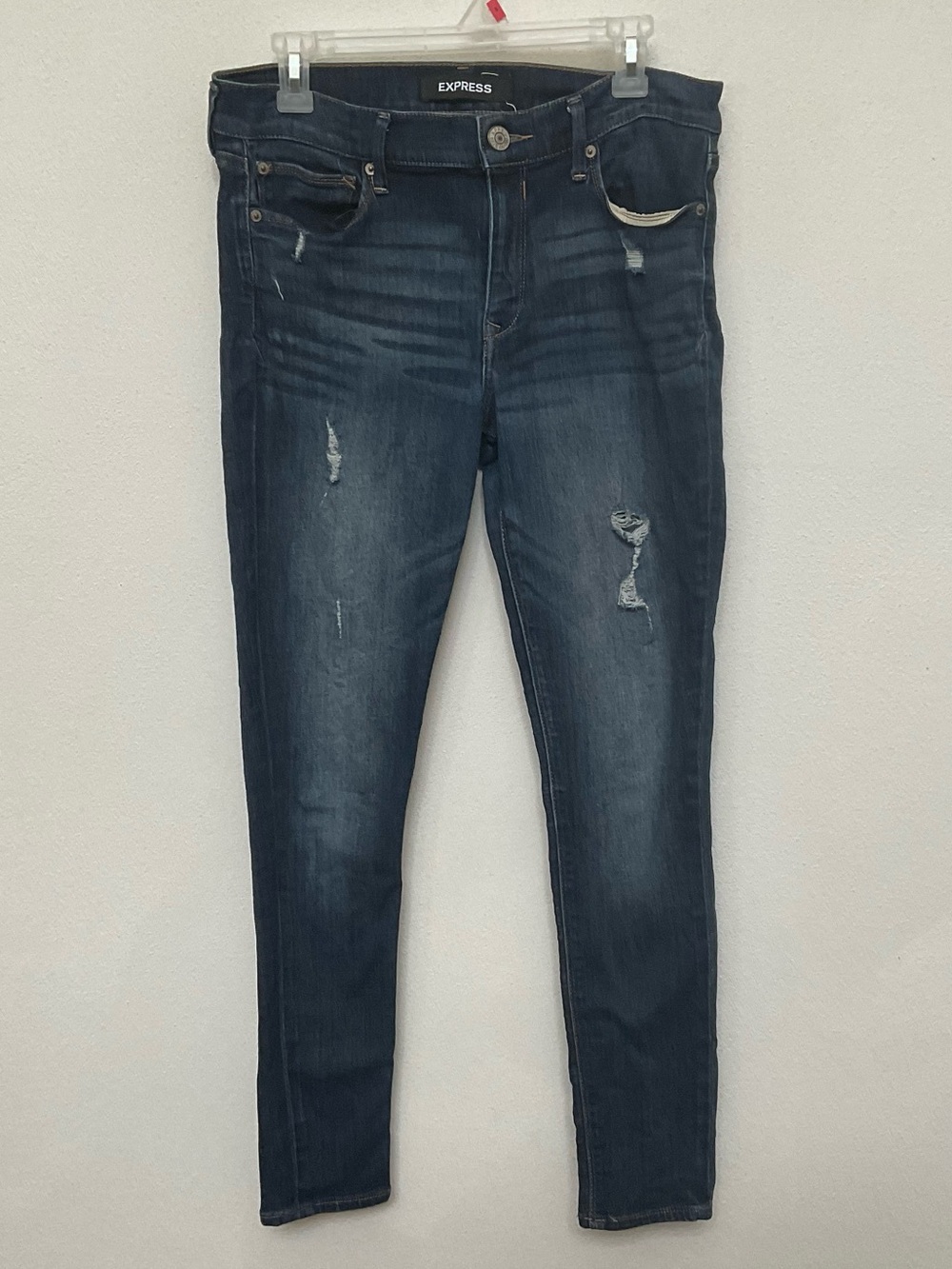 Express Dark Wash Mid Rise Stretch Legging Distressed Size 10R Basic Staple
